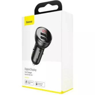 Baseus dual USB adapter za automobil sa zaslonom 4, 8A 24W, siva