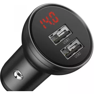 Baseus dual USB adapter za automobil sa zaslonom 4, 8A 24W, siva