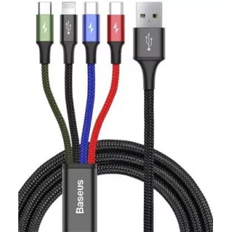 Baseus brzo punjenje/podatkovni kabel 4u1 Lightning + 2 * USB-C + Micro USB 3, 5A 1, 2m, crni Baseus brzo punjenje/podatkovni kabel 4u1 Lightning + 2 * USB-C + Micro USB 3, 5A 1, 2m, crni