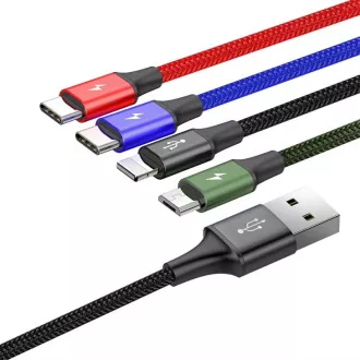 Baseus brzo punjenje/podatkovni kabel 4u1 Lightning + 2 * USB-C + Micro USB 3, 5A 1, 2m, crni Baseus brzo punjenje/podatkovni kabel 4u1 Lightning + 2 * USB-C + Micro USB 3, 5A 1, 2m, crni