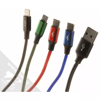 Baseus brzo punjenje/podatkovni kabel 4u1 Lightning + 2 * USB-C + Micro USB 3, 5A 1, 2m, crni Baseus brzo punjenje/podatkovni kabel 4u1 Lightning + 2 * USB-C + Micro USB 3, 5A 1, 2m, crni