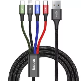 Baseus brzo punjenje/podatkovni kabel 4u1 Lightning + 2 * USB-C + Micro USB 3, 5A 1, 2m, crni Baseus brzo punjenje/podatkovni kabel 4u1 Lightning + 2 * USB-C + Micro USB 3, 5A 1, 2m, crni