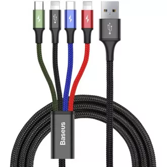 Baseus brzo punjenje/podatkovni kabel 4u1 2 * Lightning + USB-C + Micro USB 3, 5A 1, 2m, crni Baseus brzo punjenje/podatkovni kabel 4u1 2 * Lightning + USB-C + Micro USB 3, 5A 1, 2m, crni