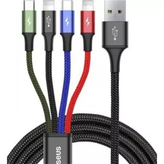 Baseus brzo punjenje/podatkovni kabel 4u1 2 * Lightning + USB-C + Micro USB 3, 5A 1, 2m, crni Baseus brzo punjenje/podatkovni kabel 4u1 2 * Lightning + USB-C + Micro USB 3, 5A 1, 2m, crni