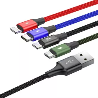 Baseus brzo punjenje/podatkovni kabel 4u1 2 * Lightning + USB-C + Micro USB 3, 5A 1, 2m, crni Baseus brzo punjenje/podatkovni kabel 4u1 2 * Lightning + USB-C + Micro USB 3, 5A 1, 2m, crni
