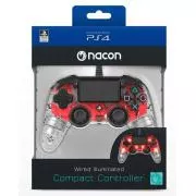 Nacon Wired Compact Controller - kontroler za PlayStation 4 - prozirno crvena