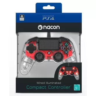 Nacon Wired Compact Controller - kontroler za PlayStation 4 - prozirno crvena
