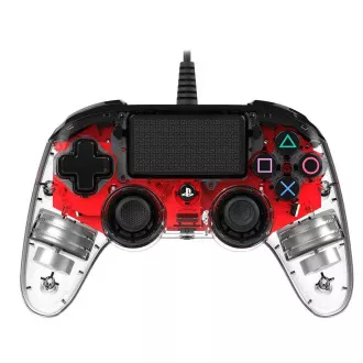Nacon Wired Compact Controller - kontroler za PlayStation 4 - prozirno crvena