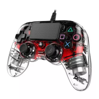 Nacon Wired Compact Controller - kontroler za PlayStation 4 - prozirno crvena