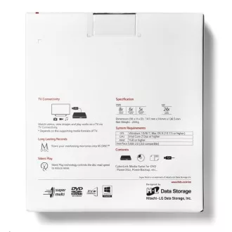 HITACHI LG - eksterni pogon DVD-W/CD-RW/DVD±R/±RW/RAM GP57EW40, Slim, bijeli, kutija+SW HITACHI LG - eksterni pogon DVD-W/CD-RW/DVD±R/±RW/RAM GP57EW40, Slim, bijeli, kutija+SW