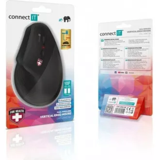 CONNECT IT ZA ZDRAVLJE Verti TriMode ergonomski okomiti miš, bežični, crni