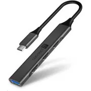 CONNECT IT USB-C hub, (1xUSB-A 3.0, 3xUSB-A 2.0), vanjski, antracit
