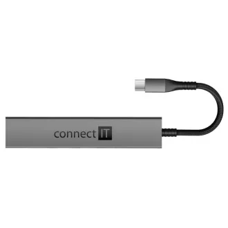 CONNECT IT USB-C hub, 2x USB-A, 1x USB-C, 1x SD kartica, 1x MicroSD kartica, siva