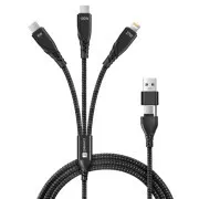 CONNECT IT Wirez 6u1 kabel za punjenje, USB-C/USB, Lightning + 2x USB-C, 1,25 m, crni