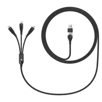 CONNECT IT Wirez 6u1 kabel za punjenje, USB-C/USB, Lightning + 2x USB-C, 1,25 m, crni
