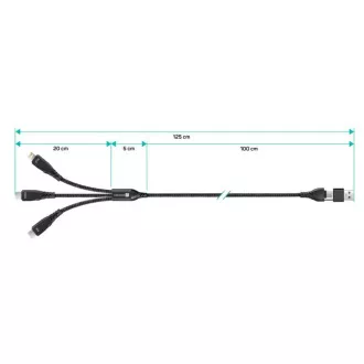 CONNECT IT Wirez 6u1 kabel za punjenje, USB-C/USB, Lightning + 2x USB-C, 1,25 m, crni