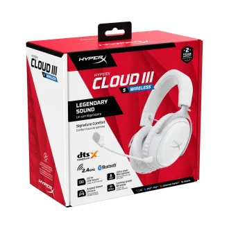 Bežične slušalice HyperX Cloud III S u bijeloj boji, bijele
