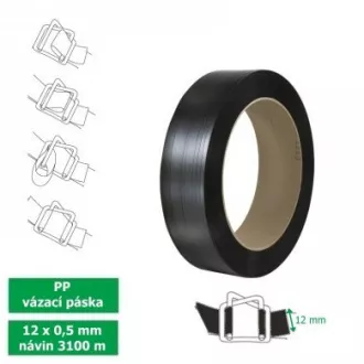 Vezivna traka PP 12mmx0,5 D206 3100m crna