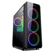 VeinX kućište Mars MAR01A Mid Tower, bez izvora napajanja, 3xUSB, prozirna strana, 4xARGB ventilator 120mm, crna - Raspakiran