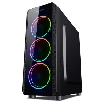 VeinX kućište Mars MAR01A Mid Tower, bez izvora napajanja, 3xUSB, prozirna strana, 4xARGB ventilator 120mm, crna