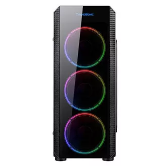VeinX kućište Mars MAR01A Mid Tower, bez izvora napajanja, 3xUSB, prozirna strana, 4xARGB ventilator 120mm, crna
