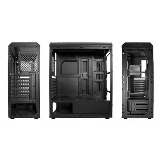 VeinX kućište Mars MAR01A Mid Tower, bez izvora napajanja, 3xUSB, prozirna strana, 4xARGB ventilator 120mm, crna