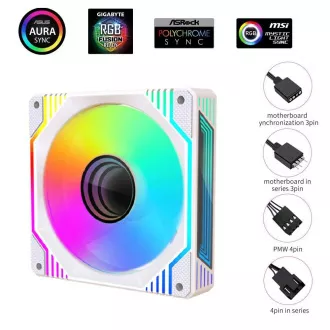 1stCOOL ventilator AURA EVO Mirror ARGB PWM, 120mm, bijeli