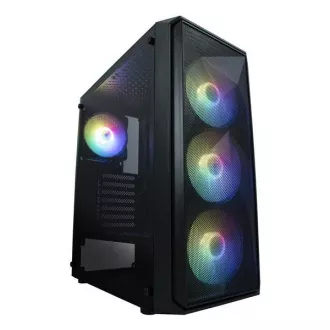 VeinX kućište ME19A Mid Tower, bez napajanja, 1x USB3.0, 1x USB2.0, 4x 120mm ARGB ventilator, 1x ARGB kontroler, crno