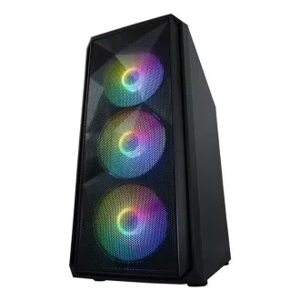 VeinX kućište ME19A Mid Tower, bez napajanja, 1x USB3.0, 1x USB2.0, 4x 120mm ARGB ventilator, 1x ARGB kontroler, crno