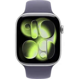 Apple Watch Series 11 GPS 42 mm srebrno aluminijsko kućište s ljubičastim sportskim remenom od magle - S/M Apple Watch Series 11 GPS 42 mm srebrno aluminijsko kućište s ljubičastim sportskim remenom od magle - S/M
