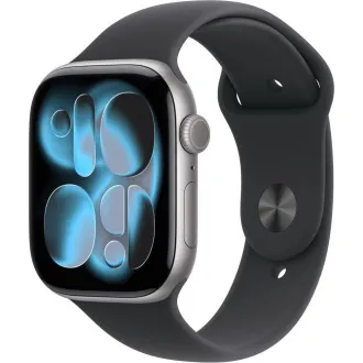 Apple Watch Series 11 GPS 46 mm svemirsko sivo aluminijsko kućište s crnim sportskim remenom - M/L Apple Watch Series 11 GPS 46 mm svemirsko sivo aluminijsko kućište s crnim sportskim remenom - M/L