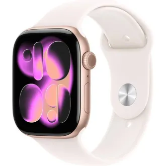Apple Watch Series 11 GPS 46 mm kućište od ružičasto-zlatnog aluminija sa svijetlo rumenim sportskim remenom - S/M Apple Watch Series 11 GPS 46 mm kućište od ružičasto-zlatnog aluminija sa svijetlo rumenim sportskim remenom - S/M