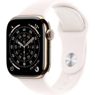 Apple Watch Series 11 GPS + Cellular 42 mm zlatno-titansko kućište sa svijetlo ružičastim sportskim remenom - S/M Apple Watch Series 11 GPS + Cellular 42 mm zlatno-titansko kućište sa svijetlo ružičastim sportskim remenom - S/M
