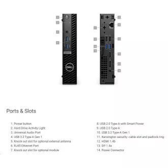 DELL PC OptiPlex Micro 7010 MFF/TPM/i3-13100T/8GB/256GB SSD/65W/WLAN/Kb/Miš/W11 Pro/3Y PS NBD