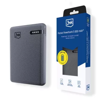 3mk džepna prijenosna baterija 5000 mAh 12 W USB 1C siva za univerzalnu upotrebu
