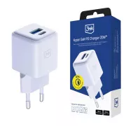 3mk mrežni punjač Hyper GaN punjač 20W, bijeli