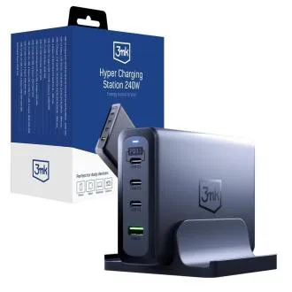 3mk stanica za punjenje - Hyper Charging Station, 240 W, GaN, 3x USB-C + 1x USB-A 3mk stanica za punjenje - Hyper Charging Station, 240 W, GaN, 3x USB-C + 1x USB-A