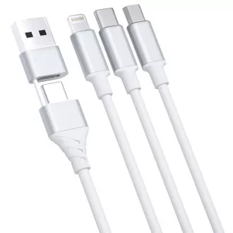 3mk kabel za punjenje - Hyper Cable 3in1 A/C to C/Micro/Lightning 1.5m, bijeli