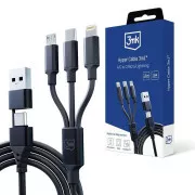3mk kabel za punjenje - Hyper Cable 3in1 A/C to C/Micro/Lightning 1.5m, crni