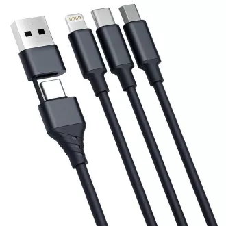 3mk kabel za punjenje - Hyper Cable 3in1 A/C to C/Micro/Lightning 1.5m, crni