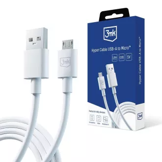 3mk podatkovni kabel - Hyper Cable A to Micro 1.2m 5V 2, 4A, bijeli