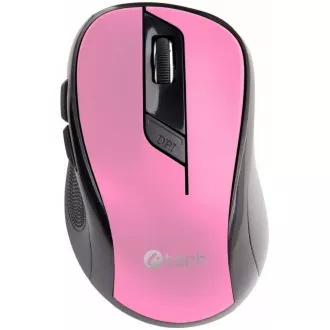 C-TECH miš WLM-02, crno-ružičasti, bežični, 1600DPI, 6 tipki, USB nano prijemnik
