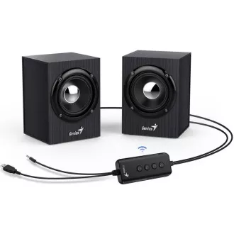 GENIUS zvučnik SP-HF385BT, 2.0, Bluetooth 5.0, 4W, drveni, crni