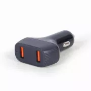 GEMBIRD Auto punjač, 2x USB, brzi punjač, QC3.0, 36 W, crni