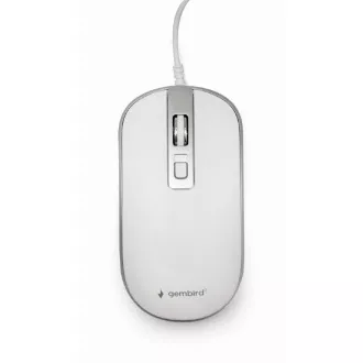GEMBIRD miš MUS-4B-06-WS, žičani, optički, USB, bijelo/srebrni
