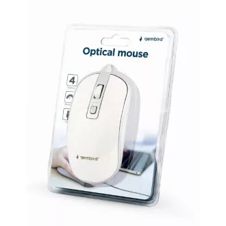 GEMBIRD miš MUS-4B-06-WS, žičani, optički, USB, bijelo/srebrni