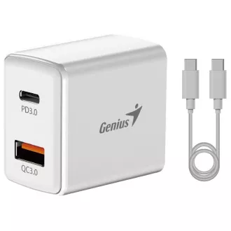 GENIUS set za punjenje PD-20ACP, 20W, brzo punjenje, USB-C PD3.0, USB-A QC3.0, 1m kabel USB-C USB-C, bijeli GENIUS set za punjenje PD-20ACP, 20W, brzo punjenje, USB-C PD3.0, USB-A QC3.0, 1m kabel USB-C USB-C, bijeli