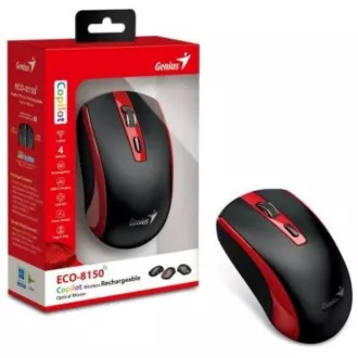 GENIUS miš ECO-8150/ 1200 dpi/ bežični/ punjivi/ Copilot/ crno-crveni