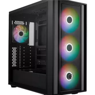 Cooler Master kućište MasterBox 600, ATX, prozirna bočna ploča, 3x 140 mm ARGB ventilator, 1x 120 mm ARGB ventilator, ARGB Hub, crna