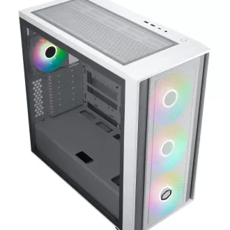 Cooler Master kućište MasterBox 600, ATX, prozirna bočna ploča, 3x 140 mm ARGB ventilator, 1x 120 mm ARGB ventilator, ARGB Hub, bijelo